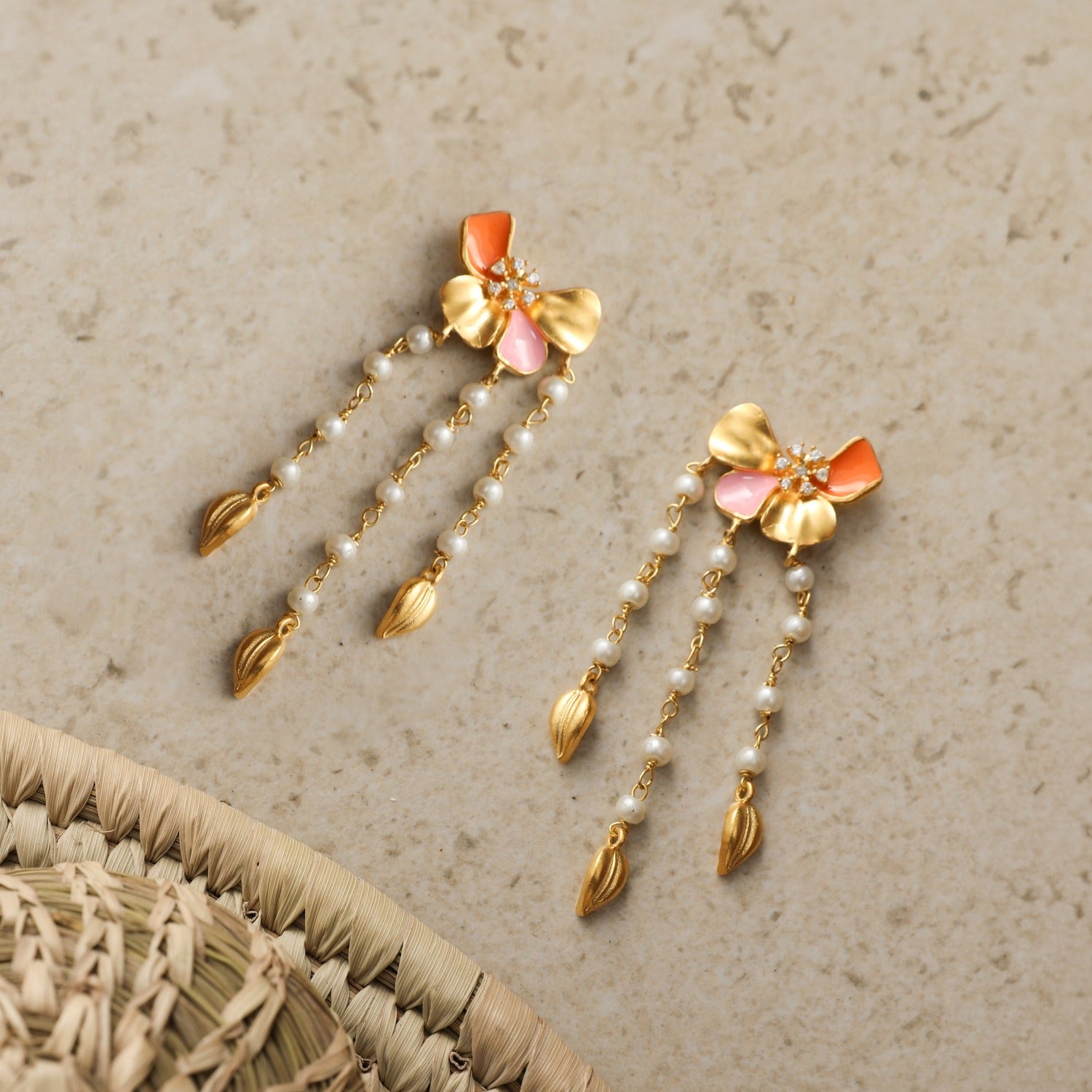 Buy Gold-Toned & White Earrings for Women by La Soula Online | Ajio.com